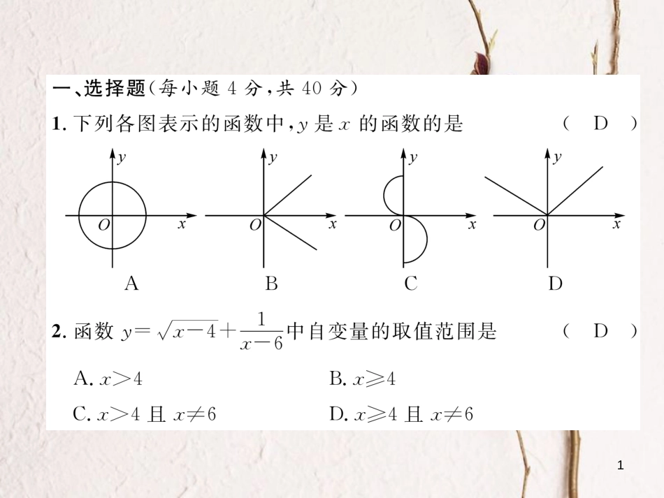 （黔西南专版）八年级数学下册 第19章 一次函数达标测试卷作业课件 （新版）新人教版(1)_第1页