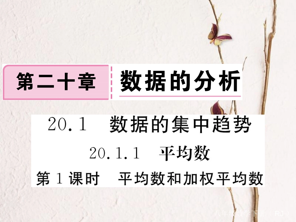 江西省八年级数学下册 第二十章 数据的分析 20.1.1 平均数 第1课时 平均数和加权平均数练习课件 （新版）新人教版_第1页