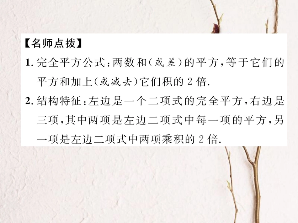 （成都专版）七年级数学下册 第1章 整式的乘除 6 完全平方公式（1）作业课件 （新版）北师大版_第3页