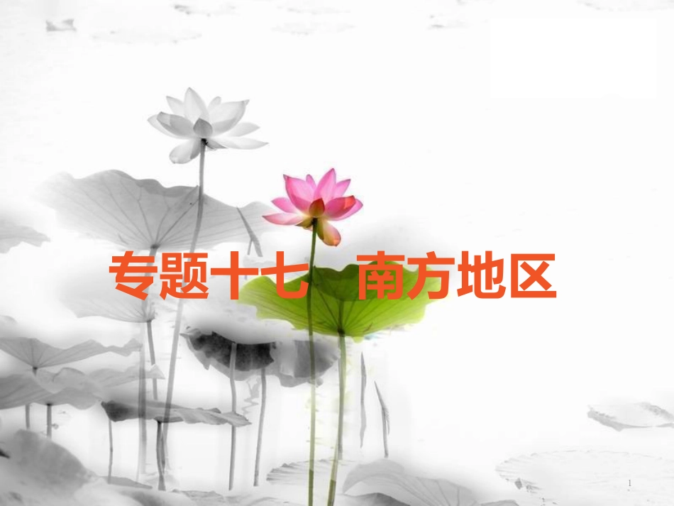 （广东专版）中考地理 中考解读 专题复习十七 南方地区课件_第1页