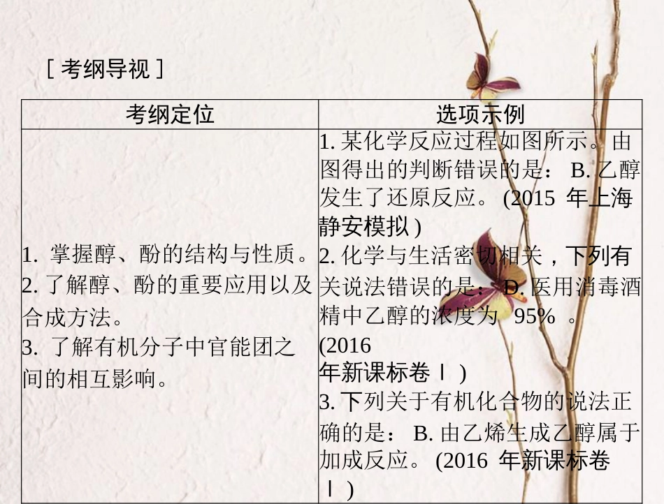 高考化学大一轮专题复习 第七单元 有机化学 第34讲 醇 酚课件_第2页