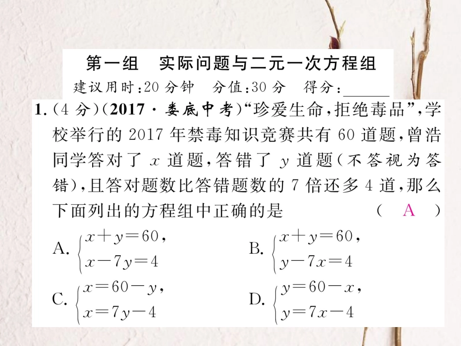 （黔西南专版）七年级数学下册 双休作业（六）作业课件 （新版）新人教版(1)_第2页