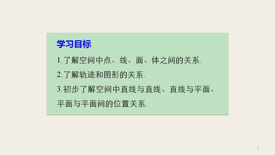 高中数学 第一章 立体几何初步 1.1.1 构成空间几何体的基本元素课件 新人教B版必修2(1)_第2页