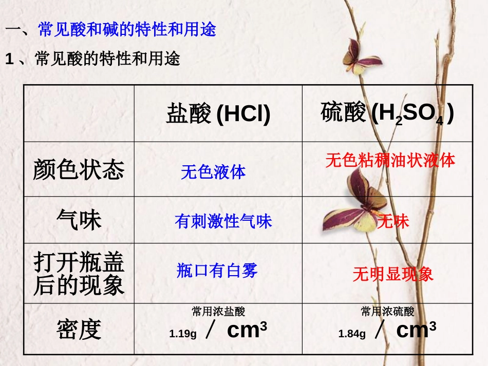 湖南省长沙市中考化学复习 常见的酸和碱名师课件_第2页