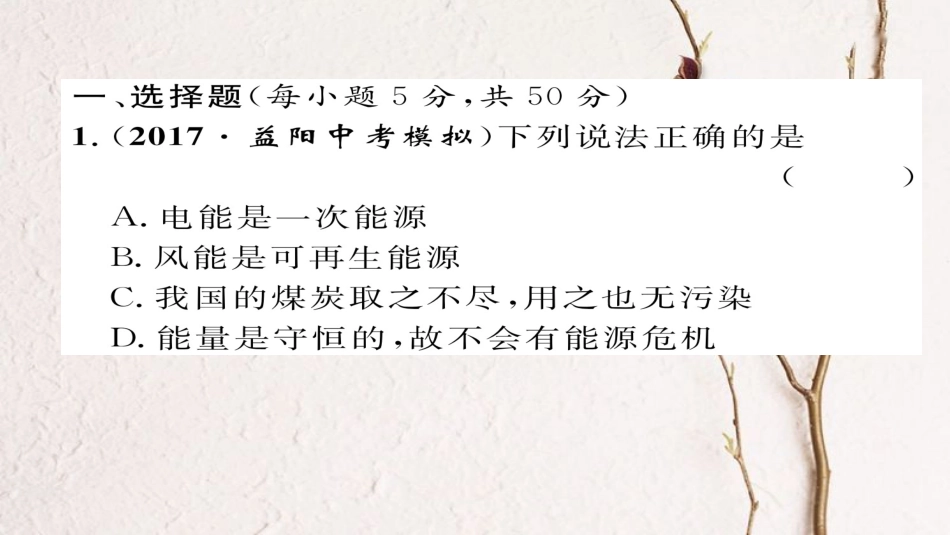 九年级物理全册 双休作业（四）习题课件 （新版）新人教版(1)_第2页