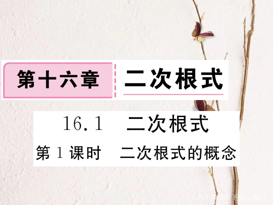 贵州省春八年级数学下册 16.1 二次根式 第1课时 二次根式的概念作业课件 （新版）新人教版(1)_第1页