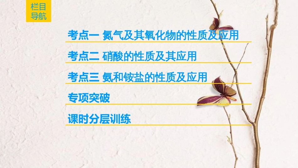 2019年高考化学一轮复习 第3章 自然界中的元素 第2节 氮的循环课件 鲁科版_第2页