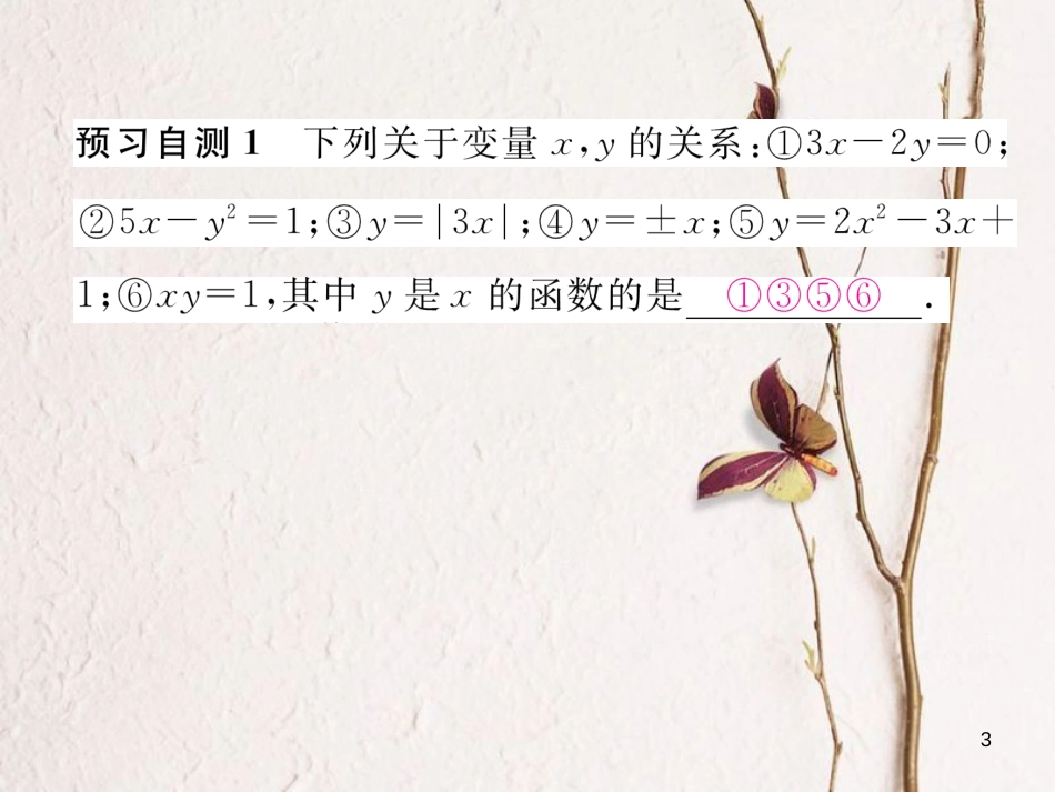 （云南专版）八年级数学下册 第19章 一次函数 19.1 变量与函数 19.1.1 变量与函数 第2课时 函数作业课件 （新版）新人教版_第3页