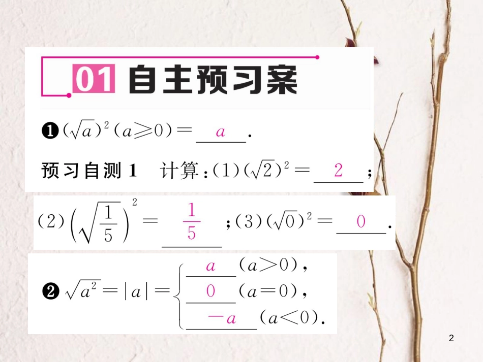 （遵义专版）八年级数学下册 第16章 二次根式 16.1 二次根式 第2课时 二次根式的性质作业课件 （新版）新人教版_第2页