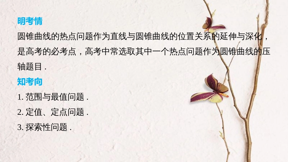 （全国通用）高考数学二轮复习 第三篇 攻坚克难 压轴大题多得分 第30练 圆锥曲线的热点问题课件 文_第2页