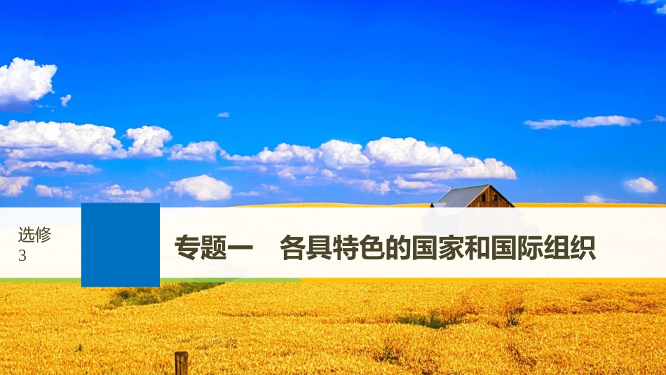 2019届高考政治一轮复习 专题一 各具特色的国家和国际组织课件 新人教版选修3_第1页