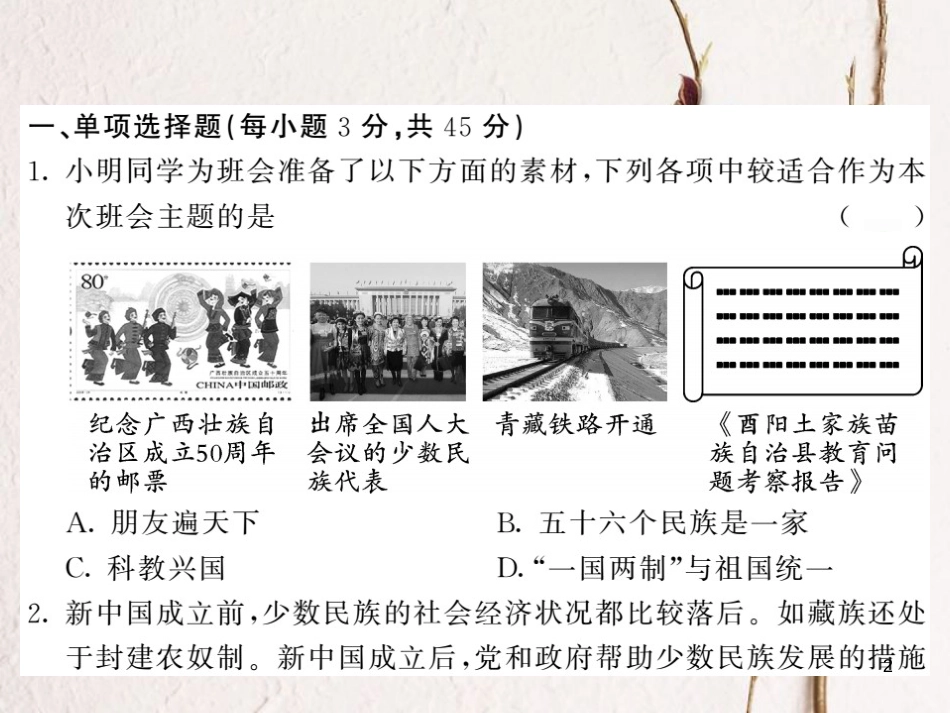 八年级历史下册 第四、五、六单元综合测试课件 新人教版(1)_第2页