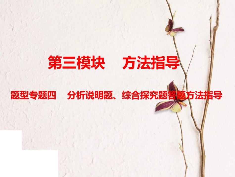 （广东专版）中考政治总复习 题型专题四 分析说明题、综合探究题答题方法指导课件_第1页