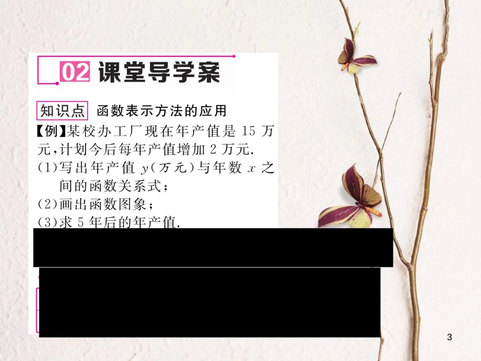 （遵义专版）八年级数学下册 第19章 一次函数 19.1 变量与函数 19.1.2 第2课时 函数的三种表示方法作业课件 （新版）新人教版_第3页