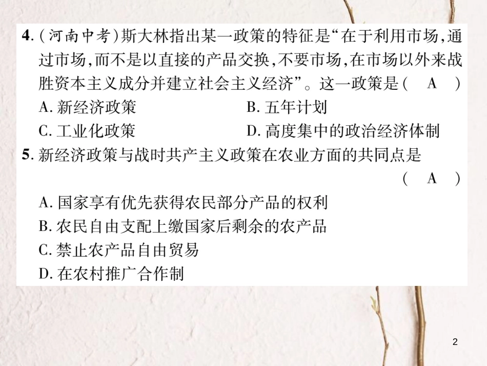 九年级历史下册 第一、二单元达标测试卷作业课件 岳麓版_第2页