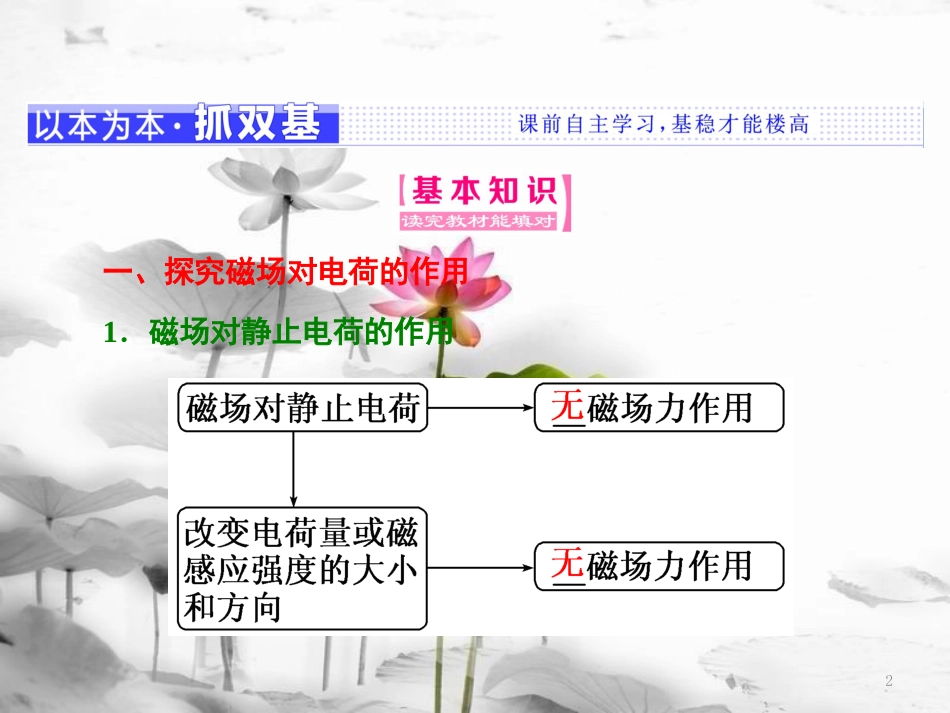 高中物理 第6章 磁场对电流和运动电荷的作用 第2节 磁场对运动电荷的作用课件 鲁科版选修3-1_第2页