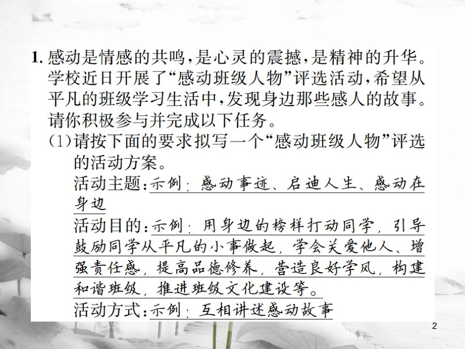 （遵义专版）八年级语文下册 第四单元 小专题 口语交际小专题 说说感动课件 语文版_第2页
