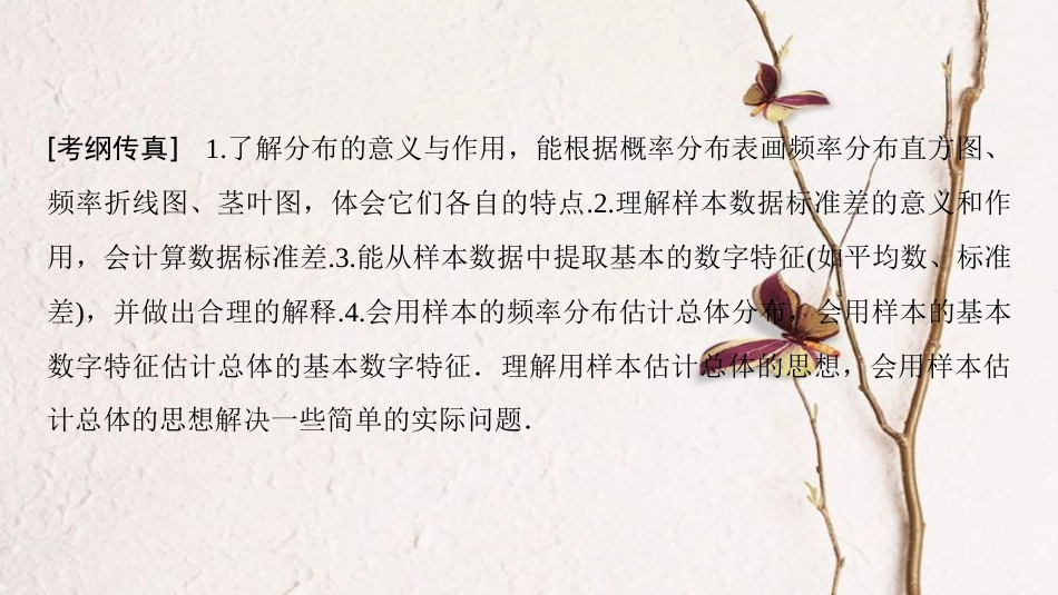2019年高考数学一轮复习 第9章 算法初步、统计与统计案例 第3节 统计图表、数据的数字特征、用样本估计总体课件 文 北师大版[共44页]_第3页