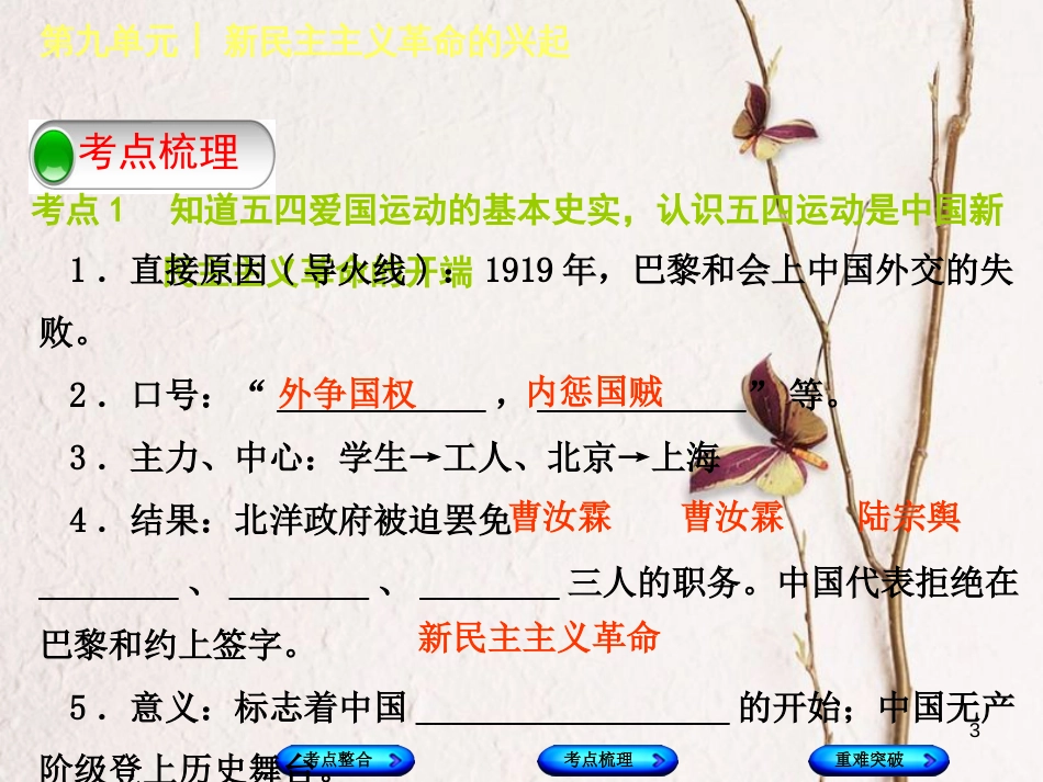 （包头专版）中考历史复习 第二部分 中国近代史 第九单元 新民主主义革命的兴起课件_第3页