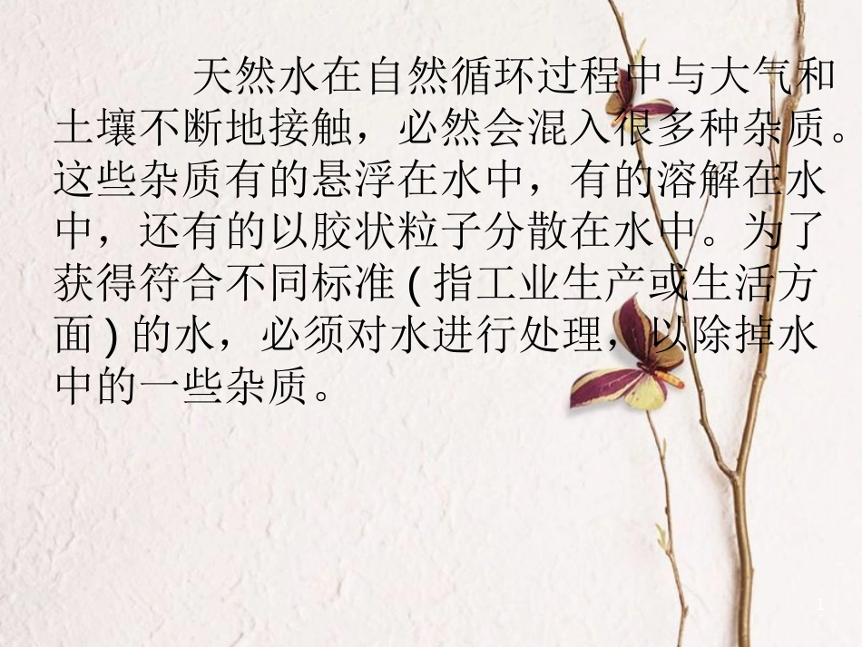 高中化学 第二单元 化学与资源开发利用 2.1 获取洁净的水课件2 新人教版选修2_第1页