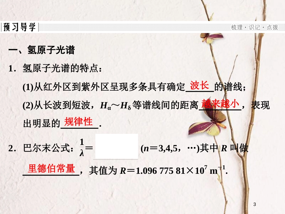 高中物理 第2章 原子结构 4 氢原子光谱与能级结构课件 鲁科版选修3-5_第3页
