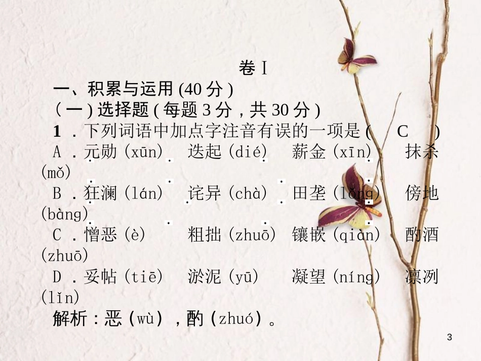 （毕节专版）七年级语文下册 期末达标测试课件 新人教版_第3页