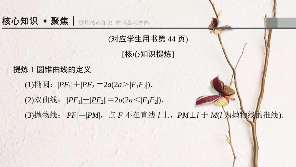 （浙江专版）高考数学 第1部分 重点强化专题 专题5 平面解析几何 突破点12 圆锥曲线的定义、方程、几何性质课件_第3页