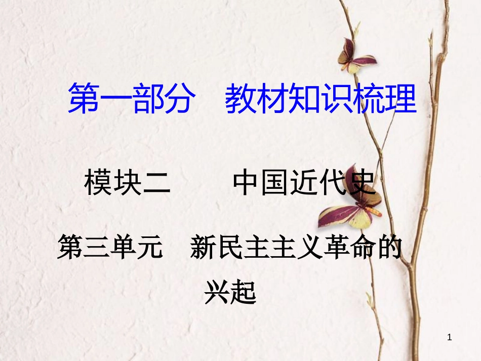 湖南省中考历史总复习第一部分教材知识梳理模块二中国近代史第三单元新民主主义革命的兴起课件岳麓版_第1页