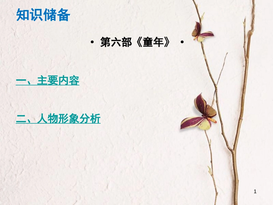 （广东专版）中考语文总复习 中考解读 阅读理解 第四章 名著阅读 第六部《童年》课件_第1页