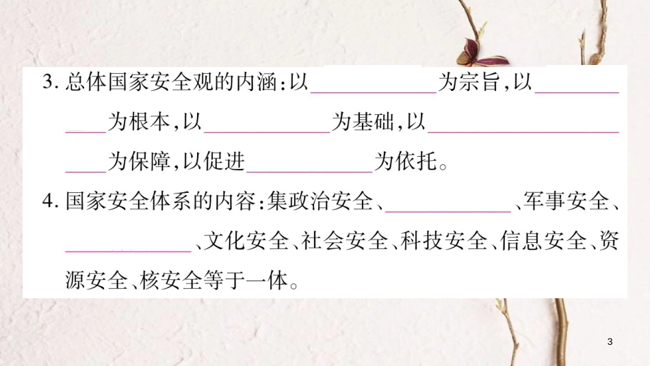 八年级道德与法治上册 第四单元 维护国家利益 第九课 树立总体国家安全观习题课件 新人教版_第3页