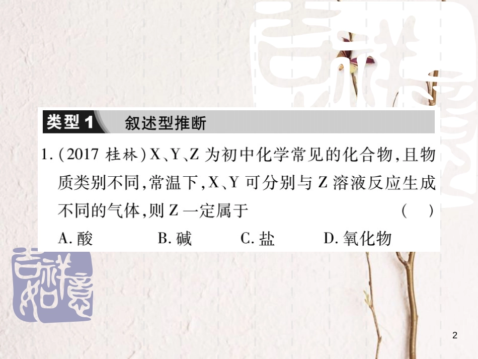 山东省中考化学复习 第二部分 重点题型突破 专题四 物质的推断课件_第2页