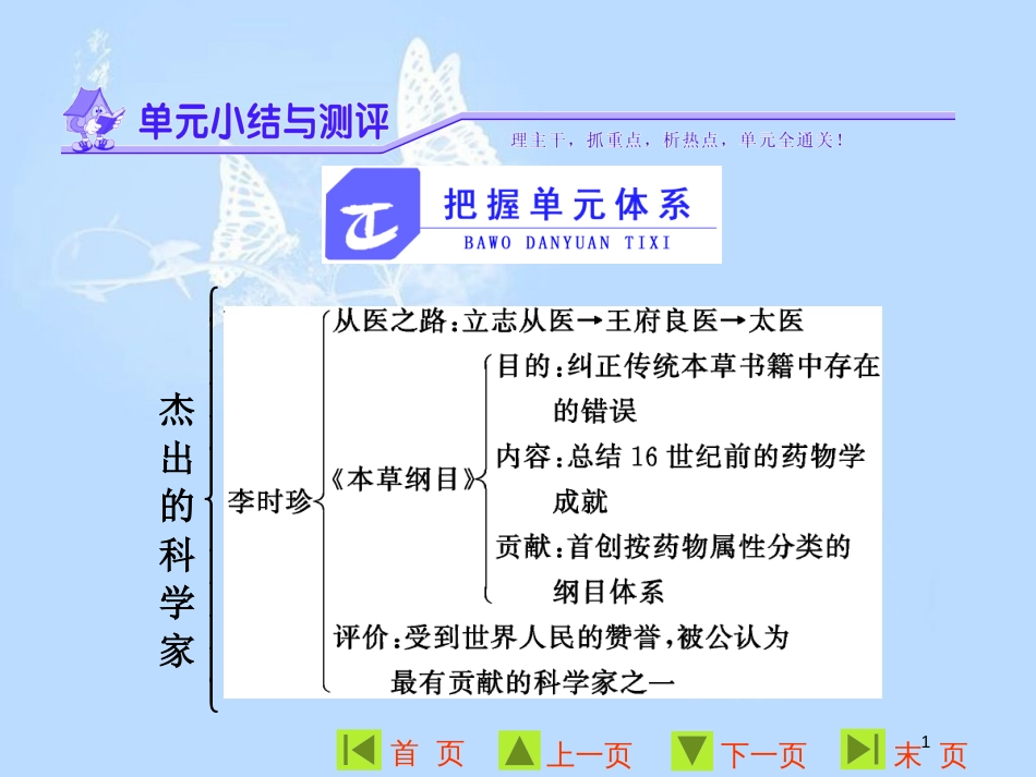 高中历史 第六单元 杰出的科学家单元小结与测评课件 新人教版选修4_第1页