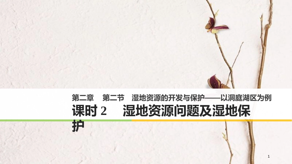 高中地理 第二章 区域可持续发展 第二节 湿地资源的开发与保护——以洞庭湖区为例（2）同步备课课件 湘教版必修3_第1页