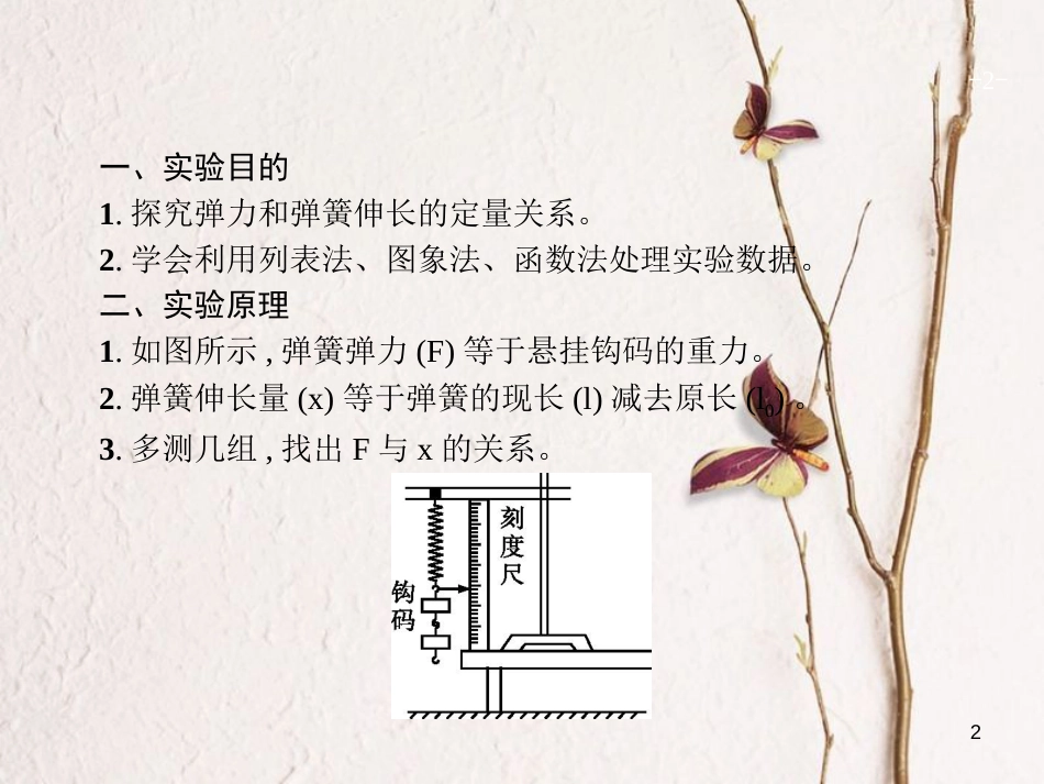 （新课标）2019版高考物理一轮复习 实验2 探究弹力和弹簧伸长的关系课件_第2页
