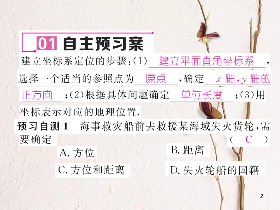 （黔西南专版）七年级数学下册 第7章 平面直角坐标系 7.2 坐标方法的简单应用 7.2.1 用坐标表示地理位置作业课件 （新版）新人教版_第2页