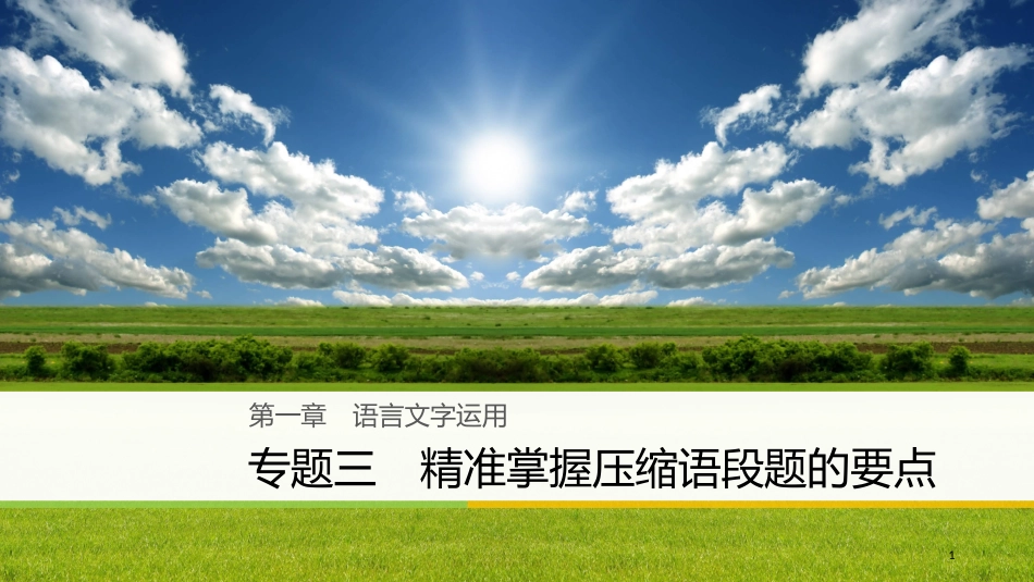 （浙江专用）高考语文大二轮复习与增分策略 第一章 语言文字运用 专题三 精准掌握压缩语段题的要点课件_第1页