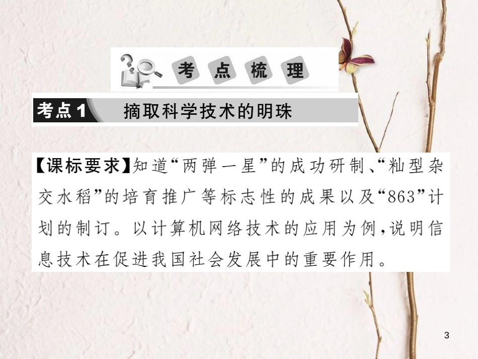 中考历史总复习 第三部分 中国现代史 第六、七学习主题 科技、教育与文化和社会生活课件_第3页