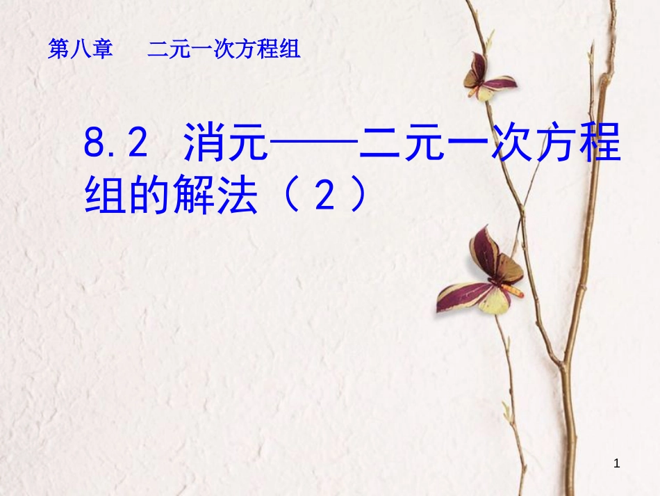 山东省诸城市桃林镇七年级数学下册 第8章 二元一次方程组 8.2 消元─解二元一次方程组（2）课件 （新版）新人教版_第1页