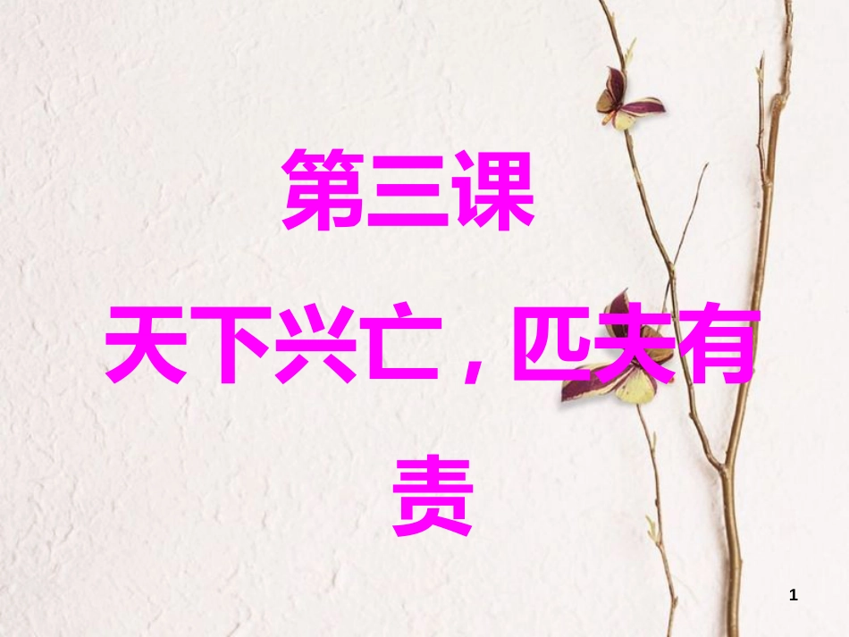 九年级政治全册 第一单元 历史启示录 第三课《天下兴亡，匹夫有责》课件1 教科版_第1页