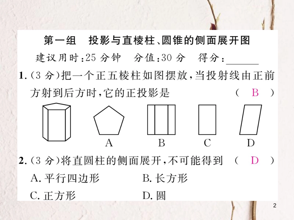 九年级数学下册 双休作业（七）作业课件 （新版）湘教版_第2页