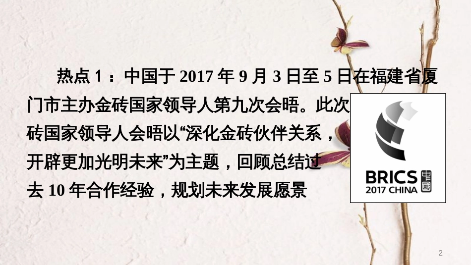 2018中考地理总复习 热点专题三 金砖国家会议、G20峰会、中共十九大课件(1)_第2页