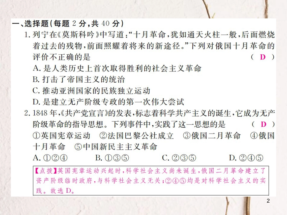 （通用版）九年级历史下册 期中检测卷课件 新人教版_第2页