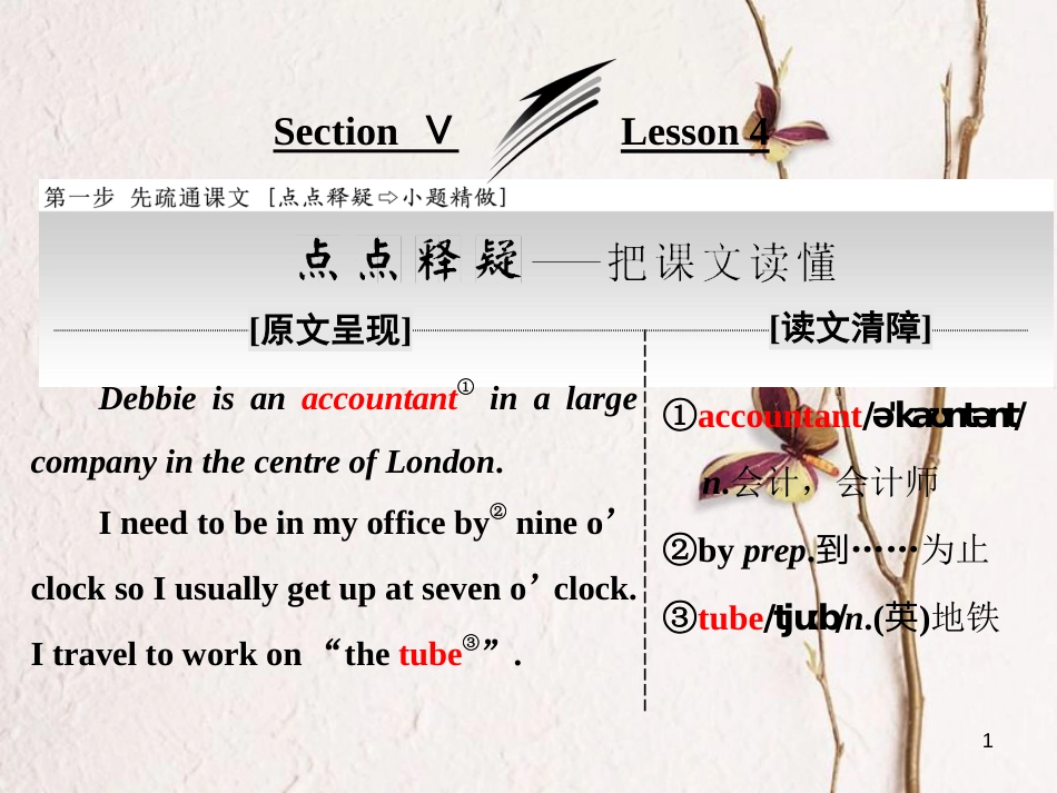 高中英语 Unit 1 Lifestyles Section Ⅴ Lesson 4课件 北师大版必修1_第1页