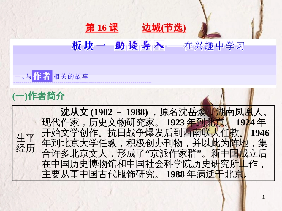 （浙江专用）高中语文 第四专题 第16课 边城（节选）课件 苏教版必修2_第1页
