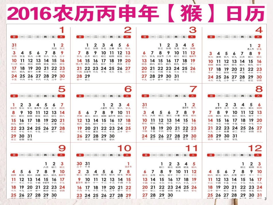 七年级英语上册 Unit 8 When is your birthday单词测试教学课件 （新版）人教新目标版_第3页