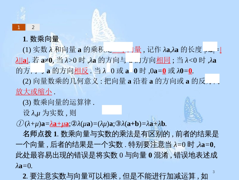 高中数学 第二章 平面向量 2.1 向量的线性运算 2.1.4 数乘向量课件 新人教B版必修4_第3页