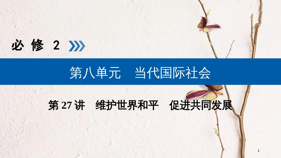 （全国通用版）2019版高考政治一轮复习 第八单元 当代国际社会 第27讲 护世界和平促进共同发展课件_第1页