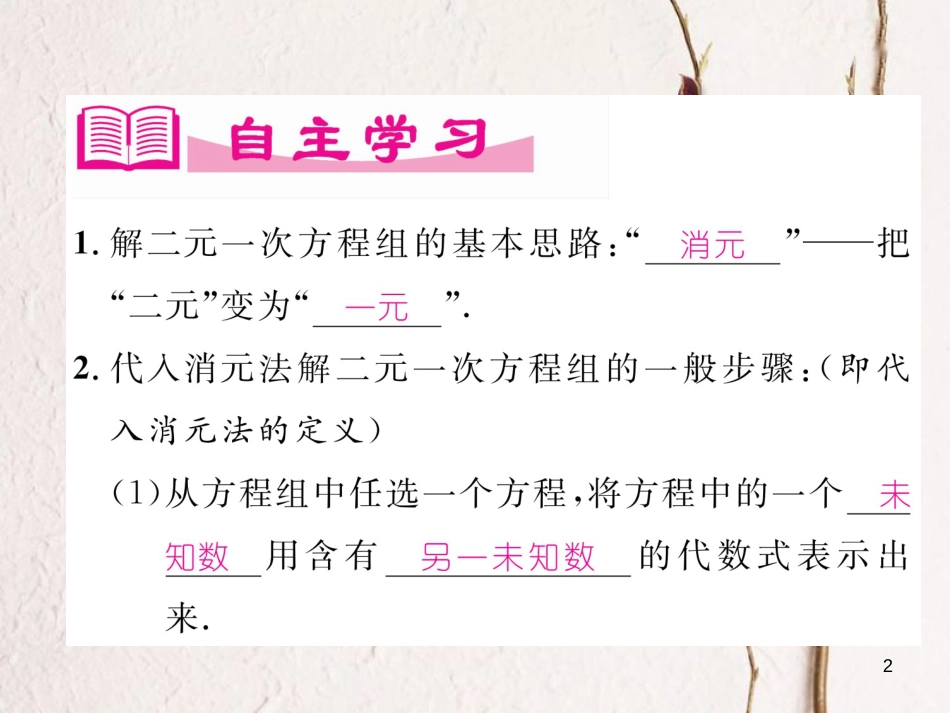（成都专版）八年级数学上册 5.2 求解二元一次方程组（1）习题课件 （新版）北师大版_第2页