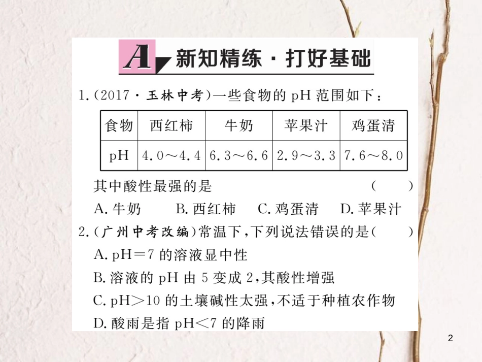 （通用）九年级化学下册 第10单元 酸和碱 实验活动7 溶液酸碱性的检验课件 （新版）新人教版_第2页