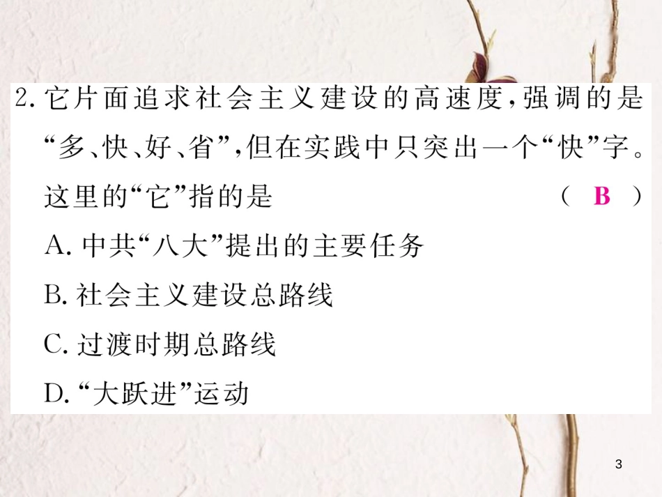 八年级历史下册 第三单元 艰辛探索与建设成就检测卷习题课件 岳麓版_第3页